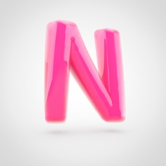 Pink letter N uppercase filled with soft light isolated on white background.