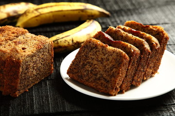 Vegetarian snack sweet- slices of fresh made banana cake