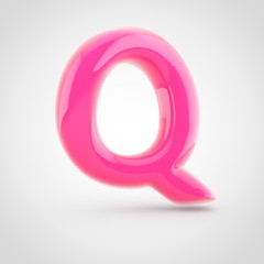 Pink letter Q uppercase filled with soft light isolated on white background.