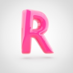Pink letter R uppercase filled with soft light isolated on white background.