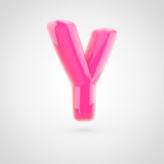 Pink letter Y uppercase filled with soft light isolated on white background.