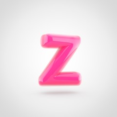 Pink letter Z lowercase filled with soft light isolated on white background.