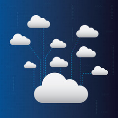 Abstract cloud network connection. Cyber technology concept. Cloud networking background.