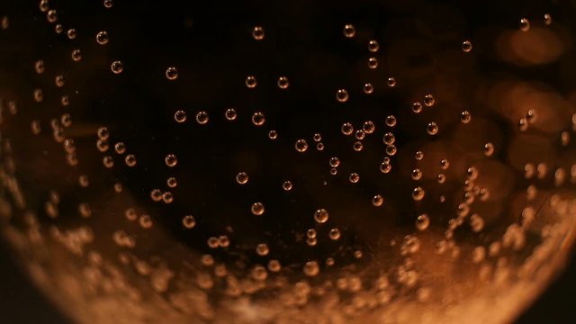 Beautiful Beer Bubbles Rising Up. Loopable 3d Animation of Sparkling Water on Yellow Background. HD 1080.