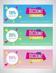 3 catchy discount vouchers, Vector graphic