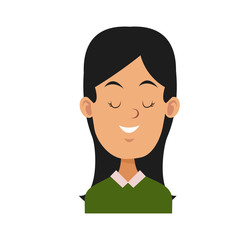 Woman smiling with eyes closed icon vector illustration graphic design