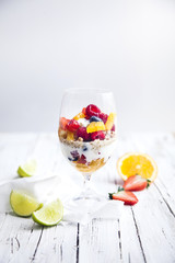 fresh fruit yoghurt in glass