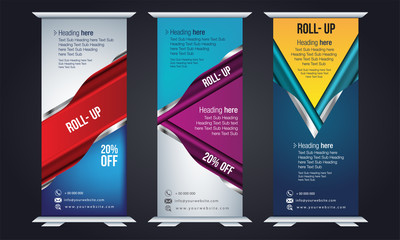 Roll up design, vertical template for corporate business, easy to convert into brochure, flyer, banner, presentation, x-banner and flag-banner, modern layout.