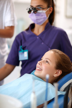 Girl on dental chair in ordination