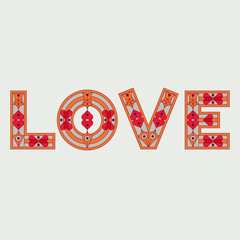 Love typography. Love initial cap. Love drop cap. Creative love logotype. Art deco typography.