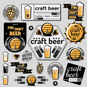 Set of vector craft beer emblems