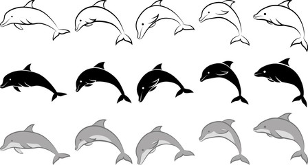 Fototapeta premium delfin - ilustracja clipart i grafika liniowa
