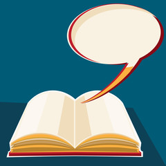 Open book and speech bubble