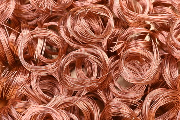 Scrap copper wire for recycling - obrazy, fototapety, plakaty