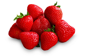 Ripe, fresh, sweet strawberries on white background, isolated.