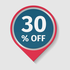 30 percent off, vector badge.