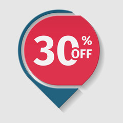 30 percent off, vector badge.