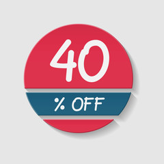 40 percent off, vector badge.