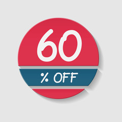 60 percent off, vector badge.