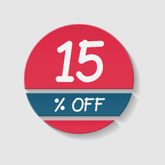 15 percent off, vector badge.