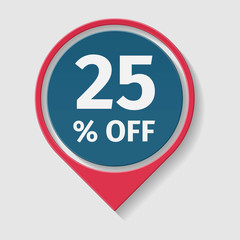 25 percent off, vector badge.