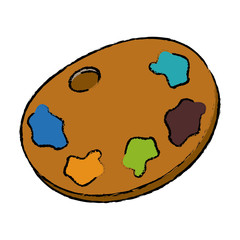 artistic palette with color wheel equipment drawing vector illustration