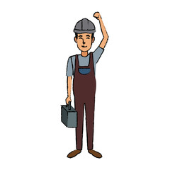 repairman or construction worker with safety hat vector illustration