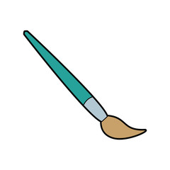 artistic brush wooden handle instrument icon vector illustration