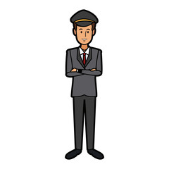 Obraz na płótnie Canvas commercial airlines pilot in uniform crossed arms vector illustration
