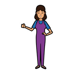 woman painter in uniform standing vector illustration