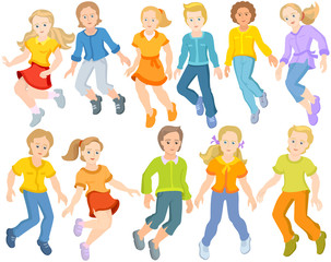 Happy children are jumping - set of jumping children
