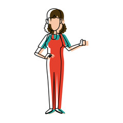 woman painter with overalls employee character vector illustration