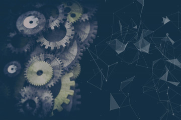 Cogwheels and gears mechanism on digital business background