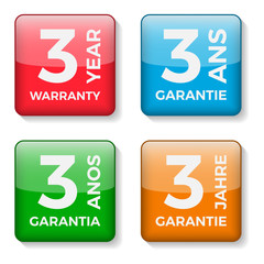 3 year warranty badge, vector.