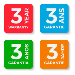 3 year warranty badge, vector.