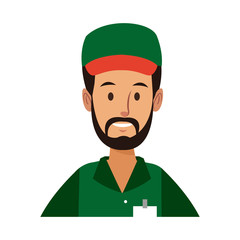 worker portrait of delivery man with cap vector illustration