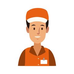 worker portrait of delivery man with cap vector illustration