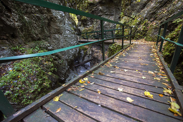 Walking construction in Vrajzi prolaz canyon near Skrad, Croatia