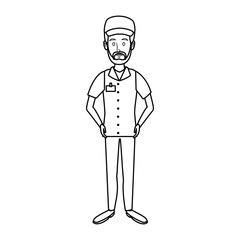 man in uniform of delivery worker standing vector illustration