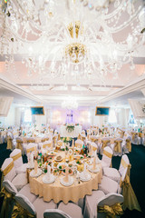 Luxury table with tableware on the wedding table