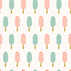 Seamless ice cream pattern. Summer background