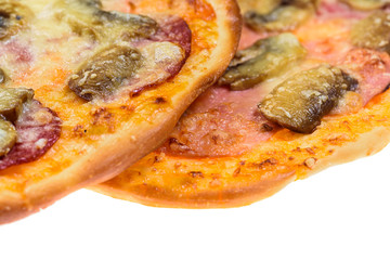 two italian pizza isolated on white background 