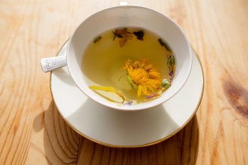 Tea cup with dandelion tea