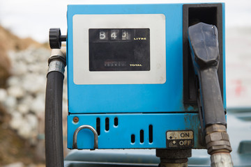 A small private gas pump, Close up.
