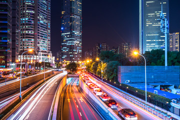 Fototapeta na wymiar busy traffic with urban in night