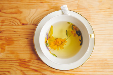 Tea cup with dandelion tea