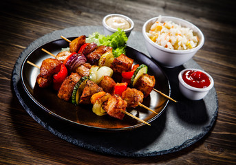Shish kebabs - grilled meat and vegetables