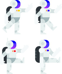 Humanoids, astronauts in cartoon style. Vector Characters. Flat illustration. The character is isolated on a white background. Illustration of androids for advertising, website and print. Mascot compa
