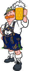 A German man in a national Bavarian costume. Vector illustration in a flat style. Image is isolated on white background. Company characters. Mascot for printing and website. Holiday Oktoberfest.
