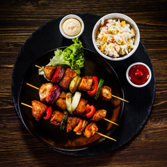 Shish kebabs - grilled meat and vegetables